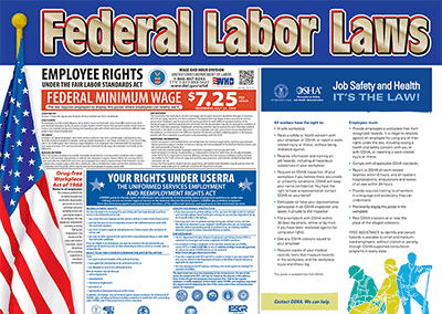 Poster 22-67″x28-67″ Federal Labor Law 1 Sided With USERRA 50+ Employees