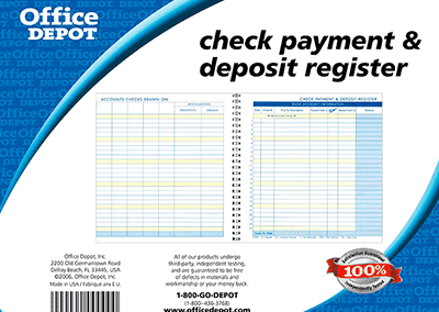Label Office Depot Check Payment & Deposit Register Dome Cover